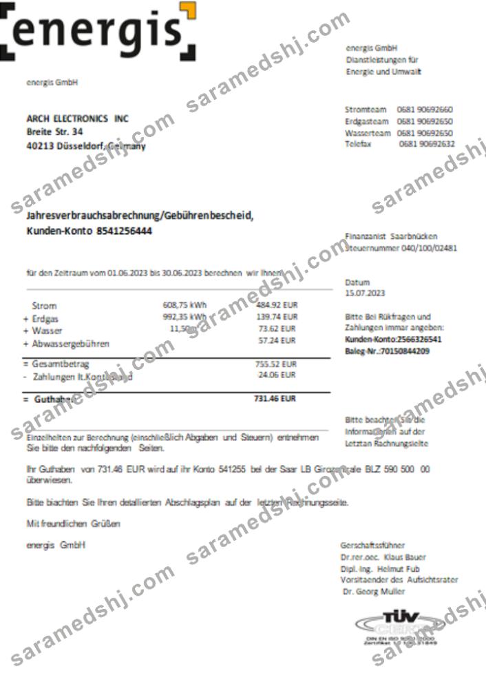 Germany Energis utility business bill,  SCR